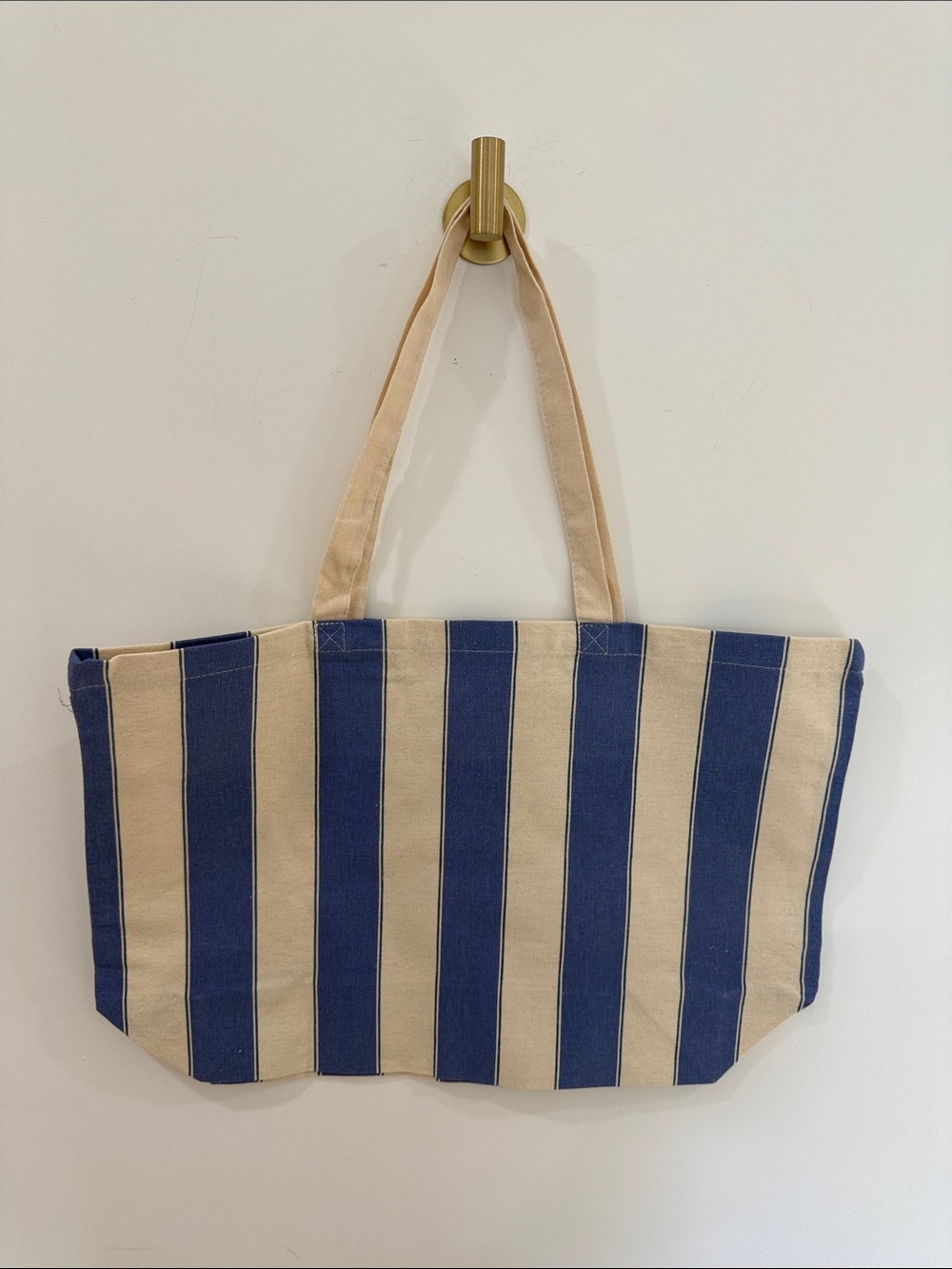 Sezane Blue & Cream Striped 'Bonjour' Canvas Tote - Picture 3 of 3